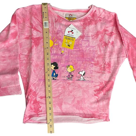 Appaman X Peanuts Sweatshirt Kids Sz 12 Light Pink Slouchy Tie Dye Graphic NWT - Picture 6 of 8